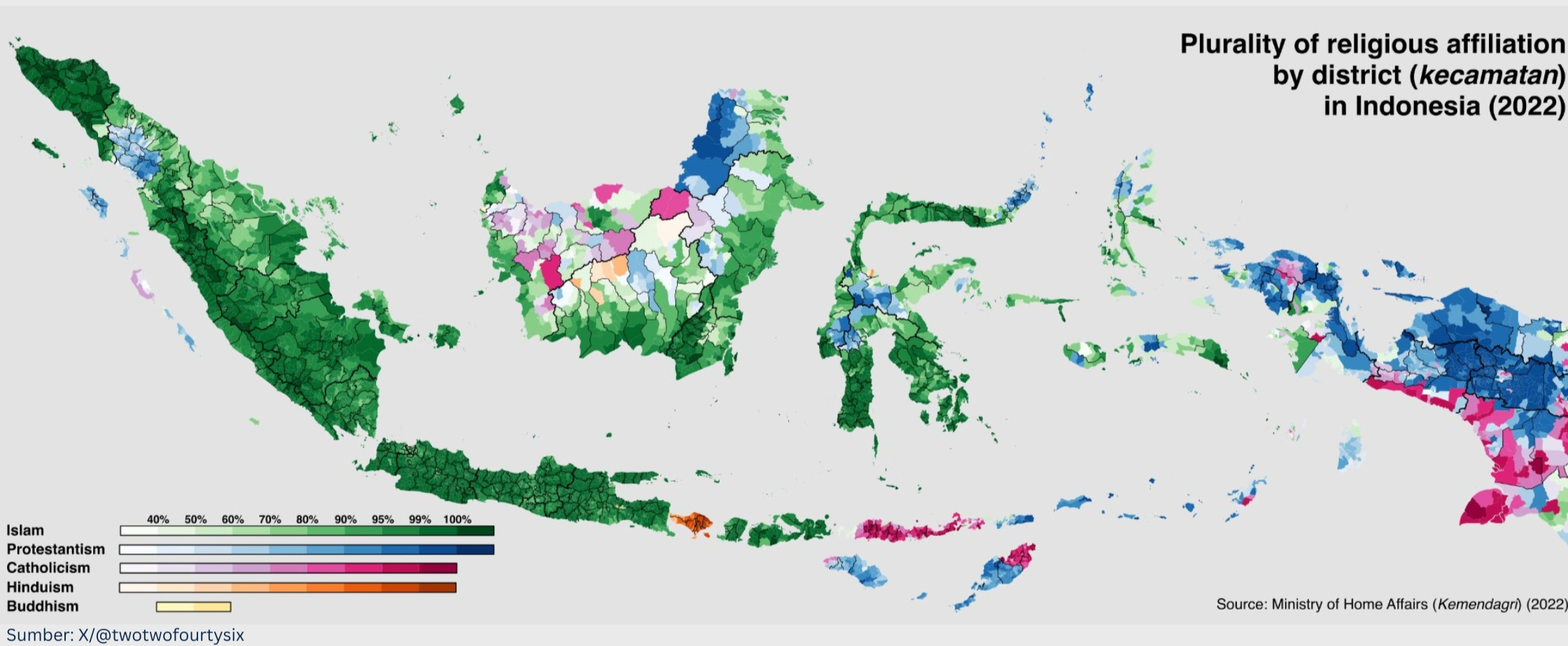 Melihat Peta Persebaran Agama di Indonesia dari Data Kemendagri - Gambar 1