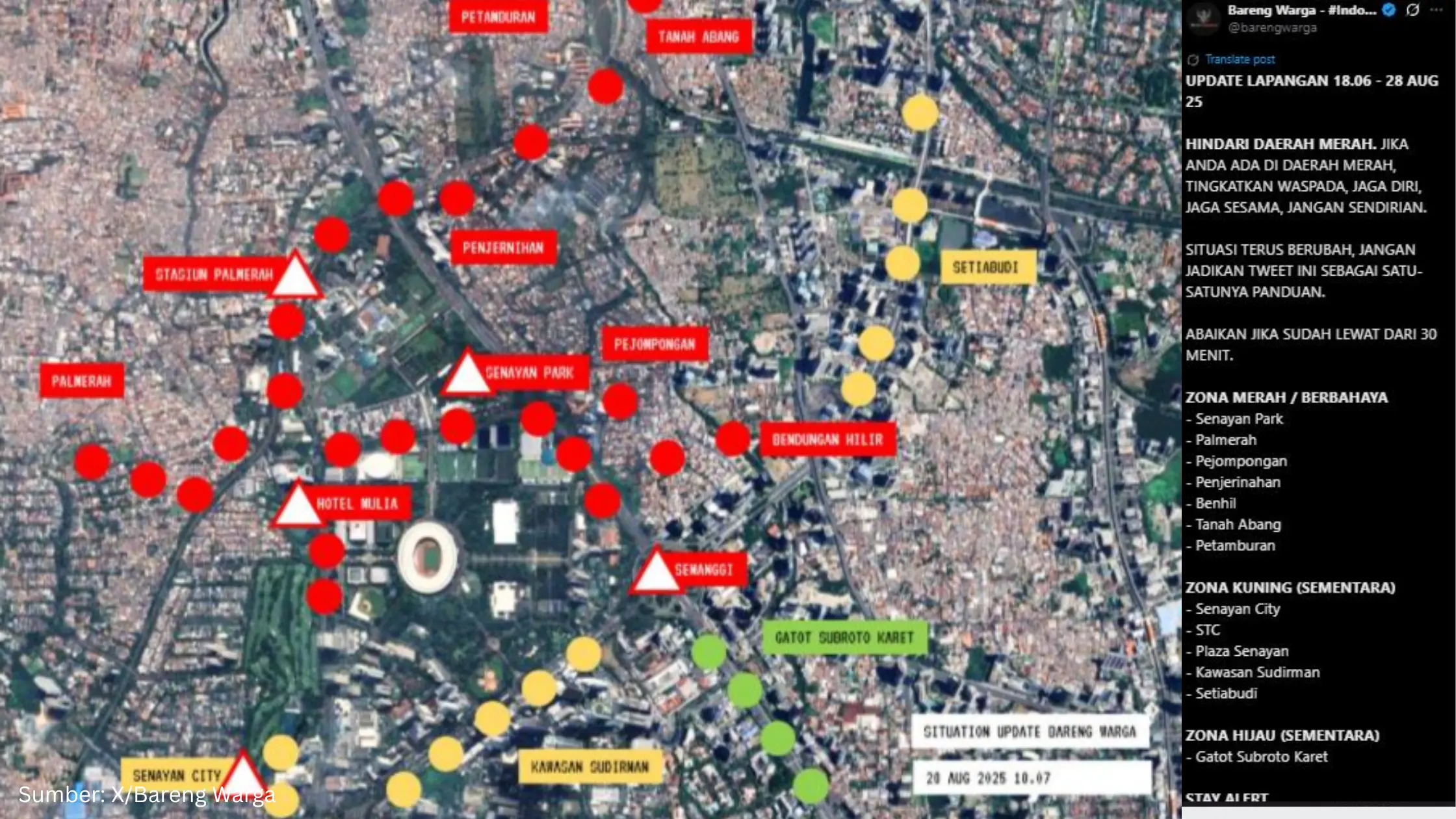 Manfaatkan Google Maps, Akun Relawan Ini Berhasil Petakan Heat Map Demo Jakarta 28–29 Agustus 2025 - Gambar 1
