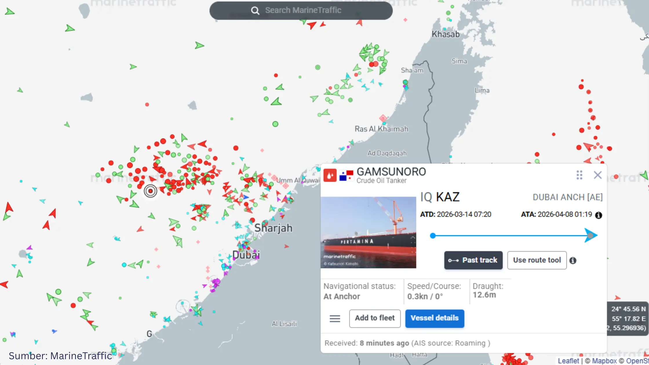 Data MarineTraffic Ungkap Kapal Pertamina Mulai Bergerak di Selat Hormuz - Gambar 1