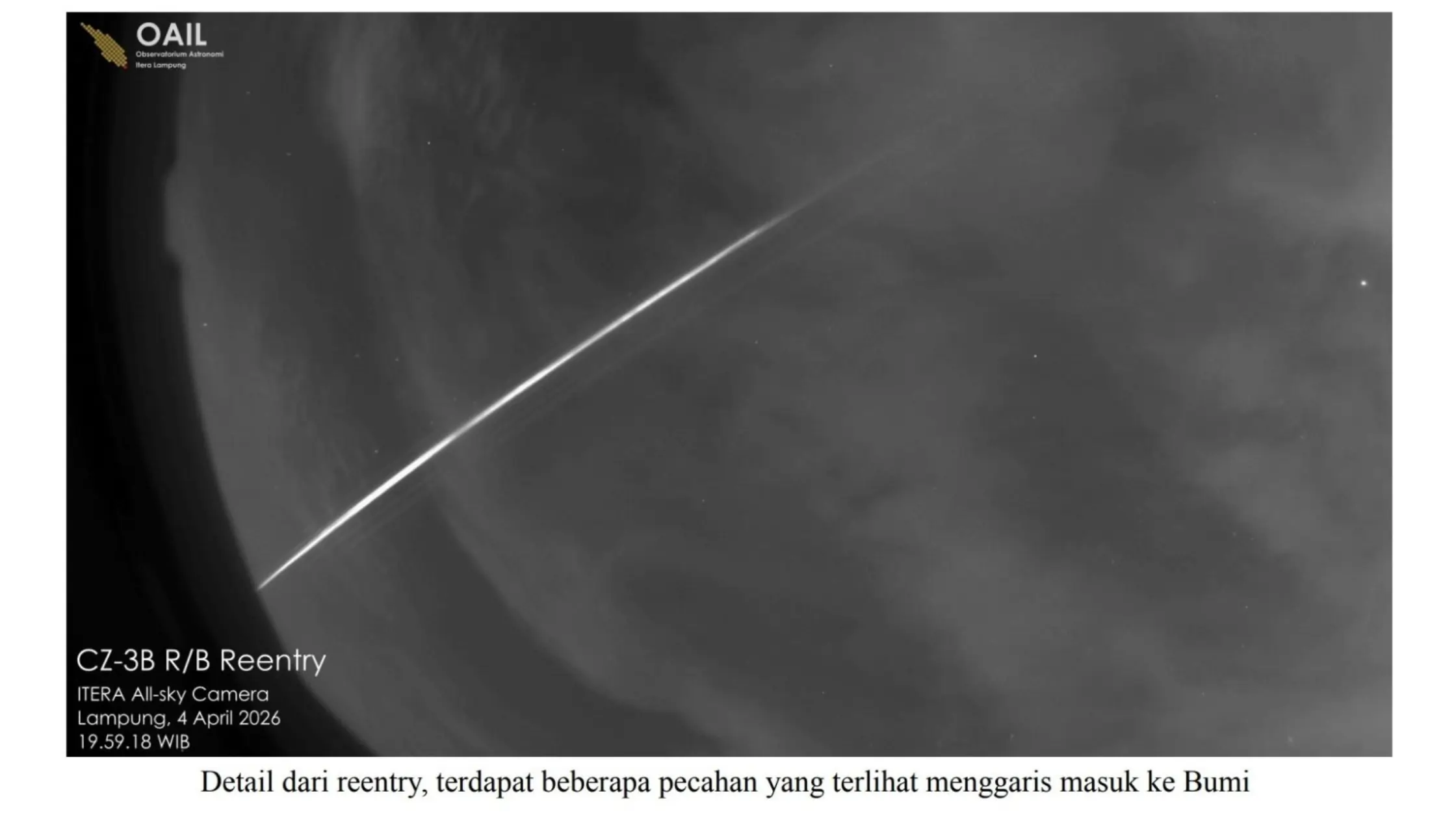 OAIL Pastikan Benda Bercahaya di Langit Lampung Merupakan Sampah Antariksa dari Roket Tiongkok - Gambar 1