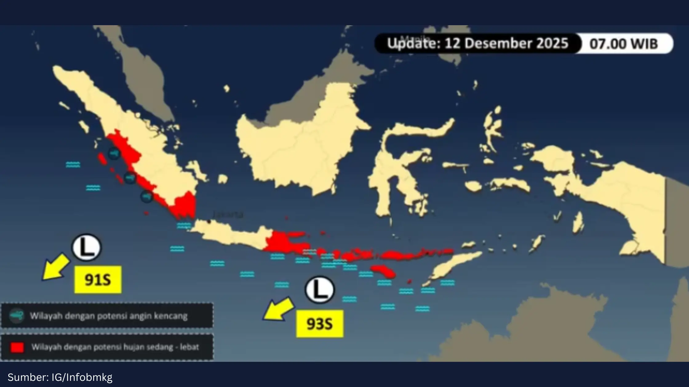 Bibit Siklon 93S Mengintai Selatan NTB, BMKG Peringatkan Cuaca Ekstrem di Jawa–Bali–Nusra