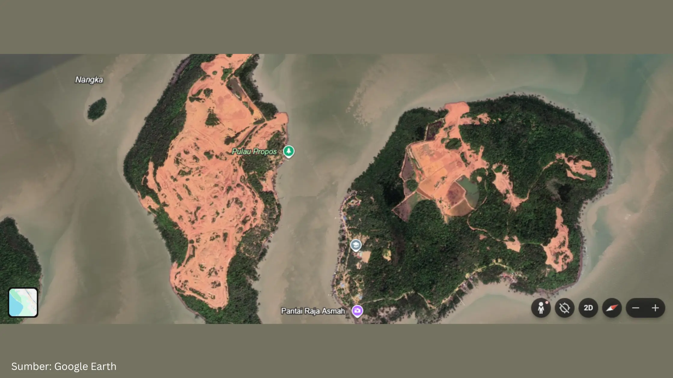 Citra Satelit Tampilkan Pulau Gundul Kepri di Tengah Maraknya Izin Tambang