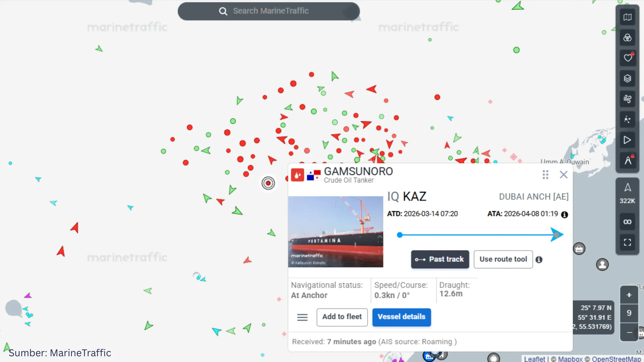 Data MarineTraffic Ungkap Kapal Pertamina Mulai Bergerak di Selat Hormuz