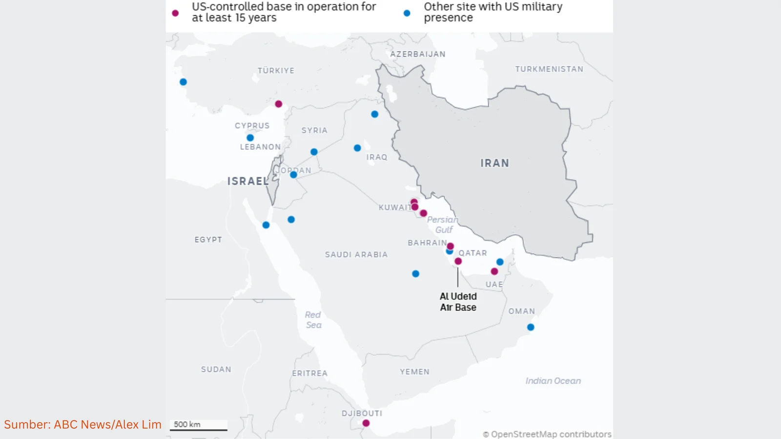 Data Spasial Tunjukkan 19 Markas Militer AS di Timur Tengah