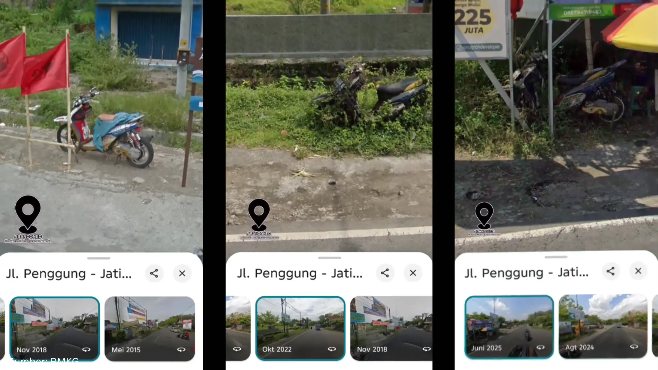 Google Maps Berhasil Rekam Motor Mio yang Terbengkalai Selama 8 Tahun di Pinggir Jalan