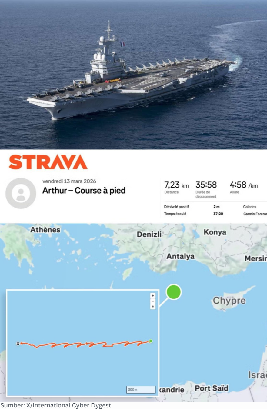 Lokasi Kapal Induk Prancis Terungkap Gara-Gara Awak Kapal Gunakan Strava