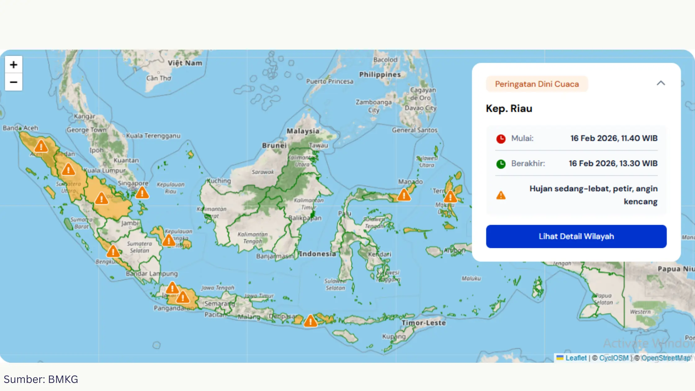 Peta Sebaran Cuaca Ekstrem Akibat Monsun Asia Pertengahan Februari, di Mana Saja?
